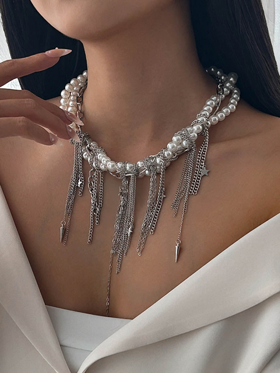Chains Geometric Tasseled Necklaces Accessories
