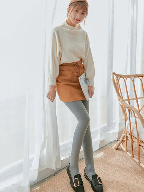 Simple Skinny Leg Keep Warm Solid Color Velvet Thermal Pants Bottoms