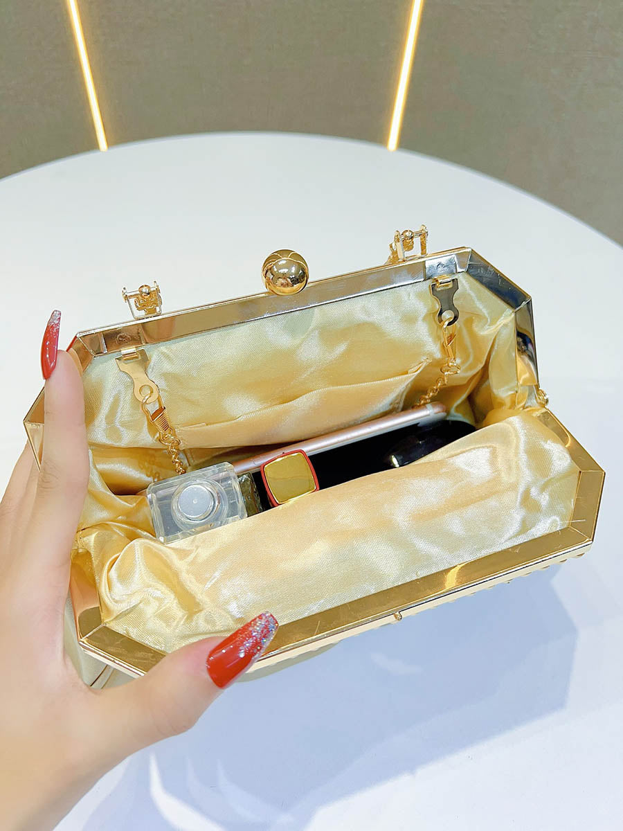 Chains Pleated Rhine Stones Split-Joint Evening Bags & Clutches Handbags