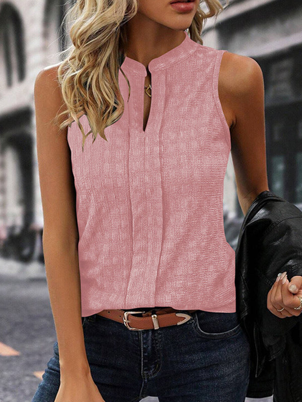 Loose Sleeveless Solid Color V-Neck Vest Top