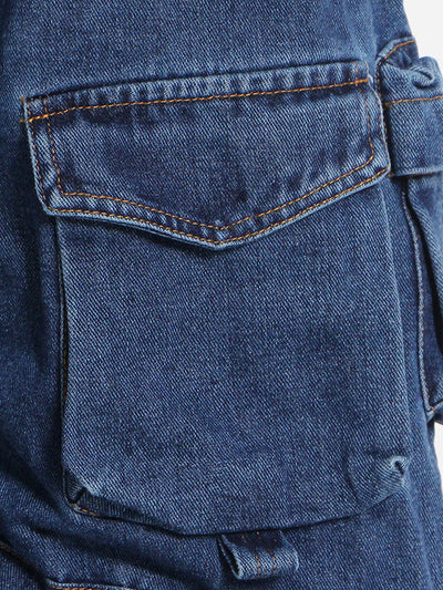 Original Wide Leg Loose Split-Joint With Big Pockets Jean Pants Bottoms