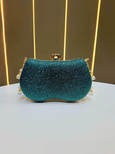 Chains Geometric Lock Rhine Stones Shiny Evening Bags & Clutches Mini Bags
