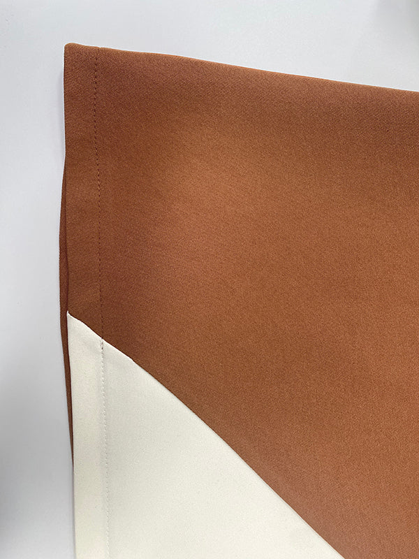 A-Line Long Sleeves Contrast Color Pleated Pockets Split-Joint High Neck Midi Dresses