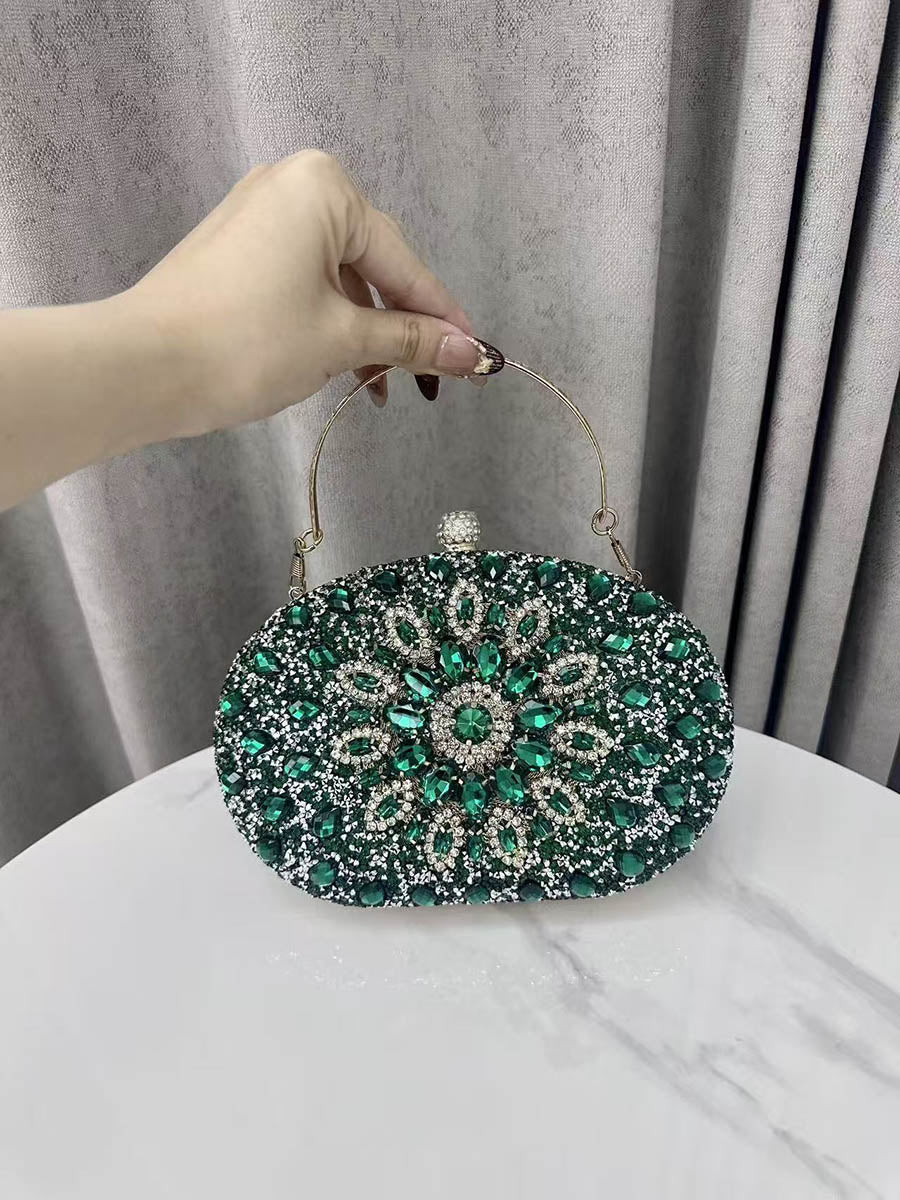 Geometric Rhine Stones Shiny Evening Bags & Clutches