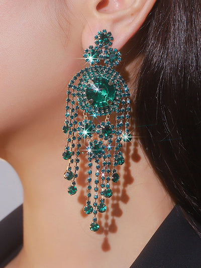 Geometric Tasseled Drop Earrings