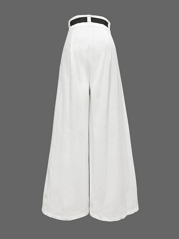 High Waisted Loose Drawstring Pleated Pants Trousers