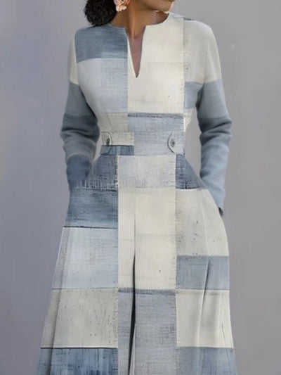 Long Sleeves Loose Printed V-Neck Jumpsuits