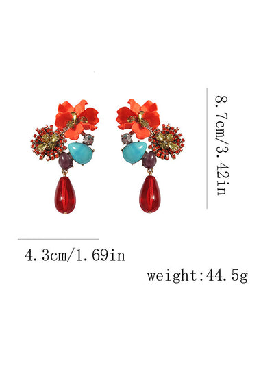 Flower Shape Geometric Water Drop Earrings Accessories