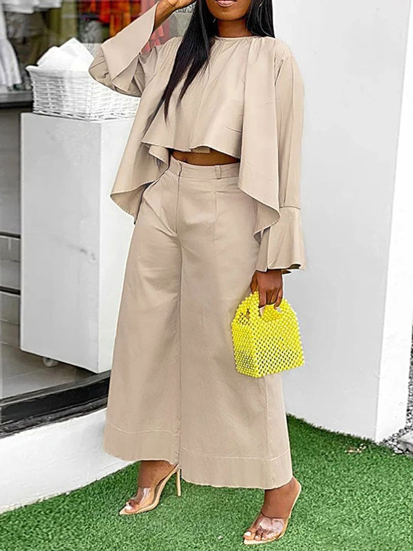 Wide Leg Solid Color Split-Joint Pants Trousers