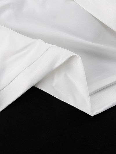 Loose Puff Sleeves Hollow Solid Color Split-Joint Round-Neck Blouses