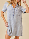 A-Line Loose Fringed Pleated Pockets Split-Joint Lapel Mini Dresses