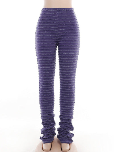 High Waisted Skinny Leg Split-Joint Striped Pants Trousers