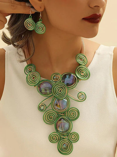 Artisan Gemstone Wirework Necklace & Earring Set