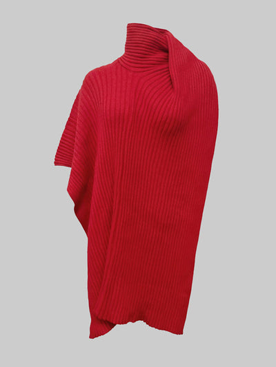 Loose Asymmetric Solid Color Split-Joint High Neck Sweater Tops