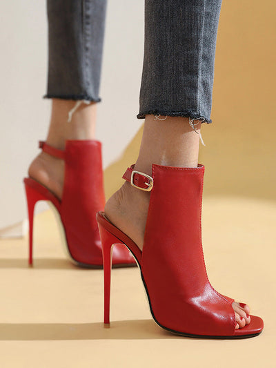 Belt Buckle Peep Toe Split-Joint Pumps Sandals