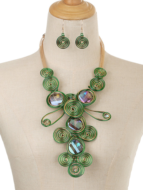 Artisan Gemstone Wirework Necklace & Earring Set