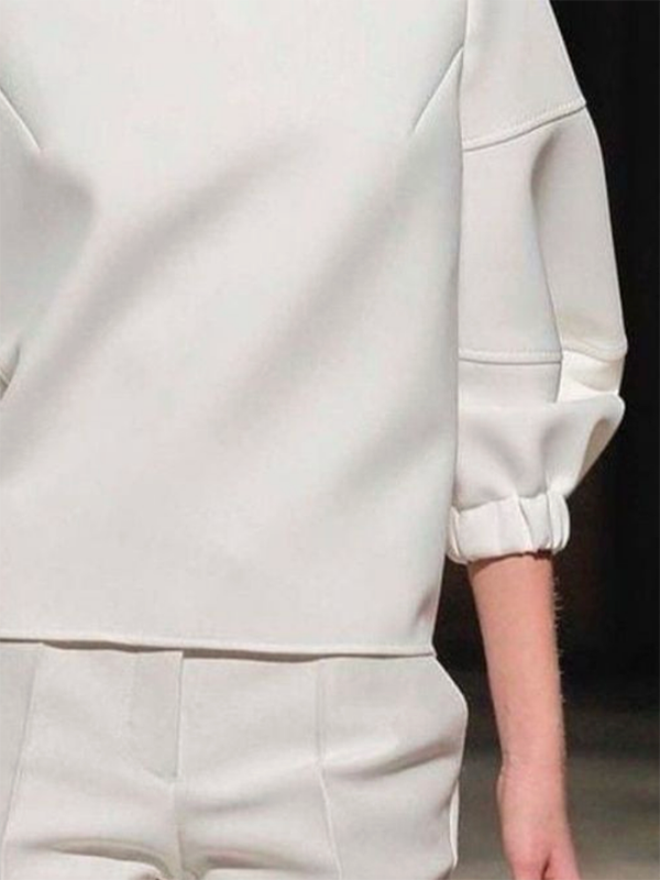 Loose Puff Sleeves Rhinestone Solid Color Lapel Blouses&Shirts Tops