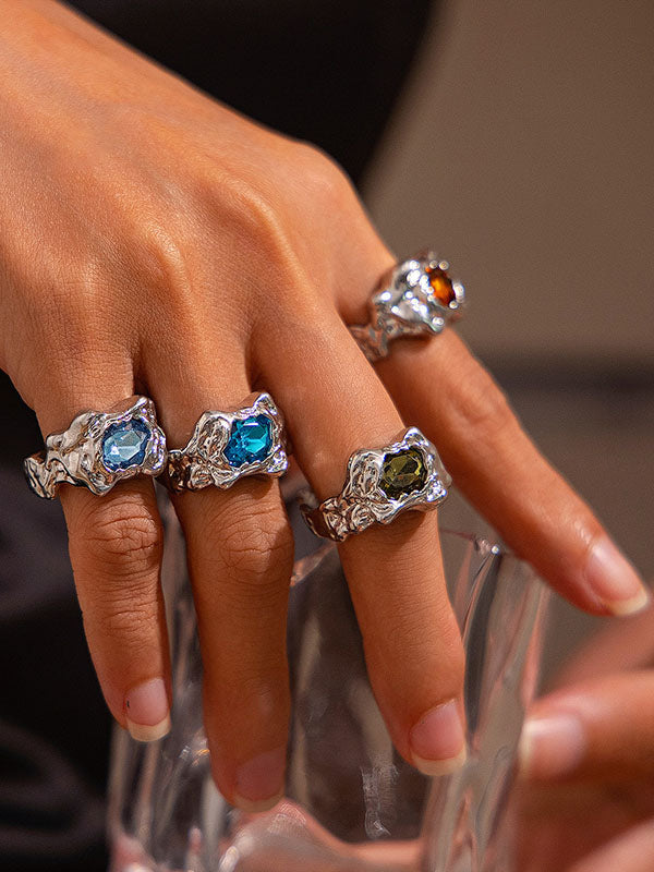 Geometric Rhine Stones Rings Accessories