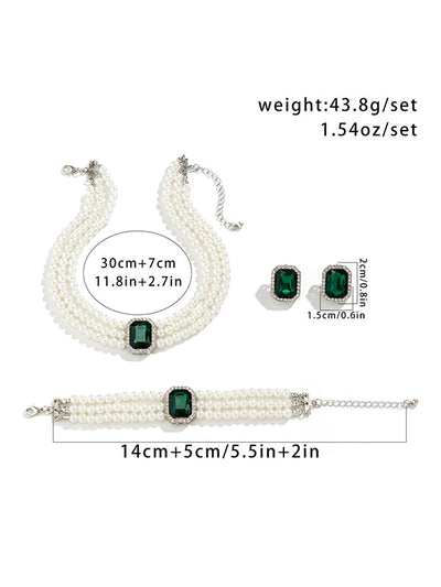 Geometric Layered Rhine Stones Bracelet Accessories + Necklaces Accessories + Earrings Accessories