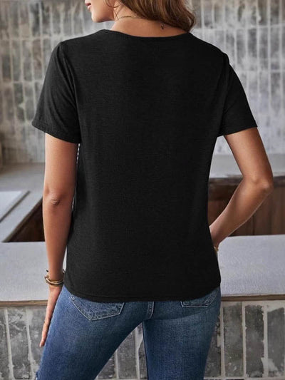 Loose Short Sleeves Split-Joint Striped Round-Neck T-Shirts Tops