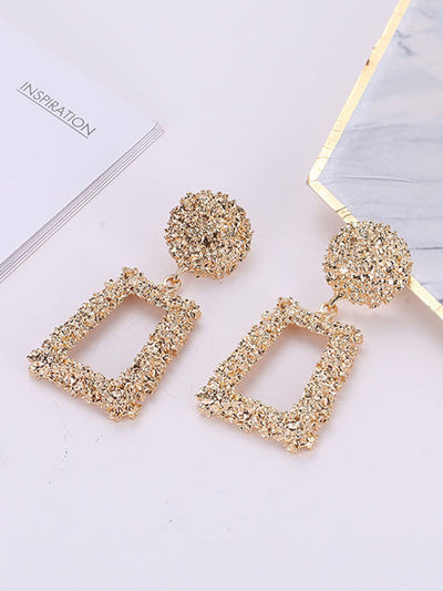 Geometric Hollow Solid Color Drop Earrings