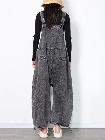 Original Cool Denim Split-Joint Square-Neck Overalls