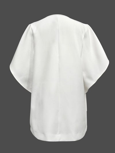 Half Sleeves Loose Solid Color Deep V-Neck Mini Dresses