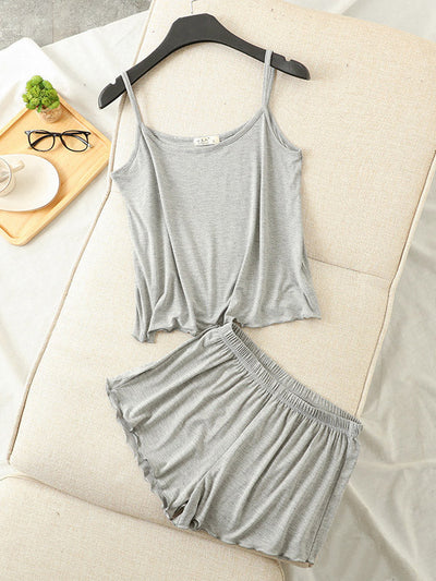 9 Colors Modal Vest&Shorts Loose Two-Piece Sexy Pajamas