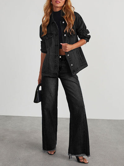 High Waisted Wide Leg Split-Joint Tasseled Jean Pants Bottoms