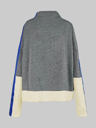 Long Sleeves Contrast Color Split-Joint High Neck Hoodies&Sweatshirt Sweatshirt Tops Tops