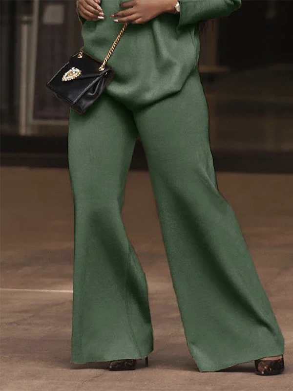 Wide Leg Solid Color Casual Pants Bottoms Trousers