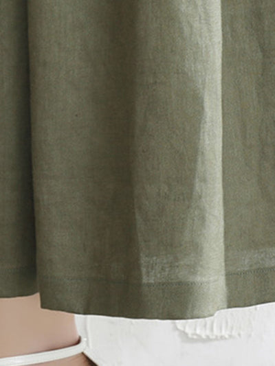 5 Colors Loose Solid Color Ramie Cotton Wide Leg Pants