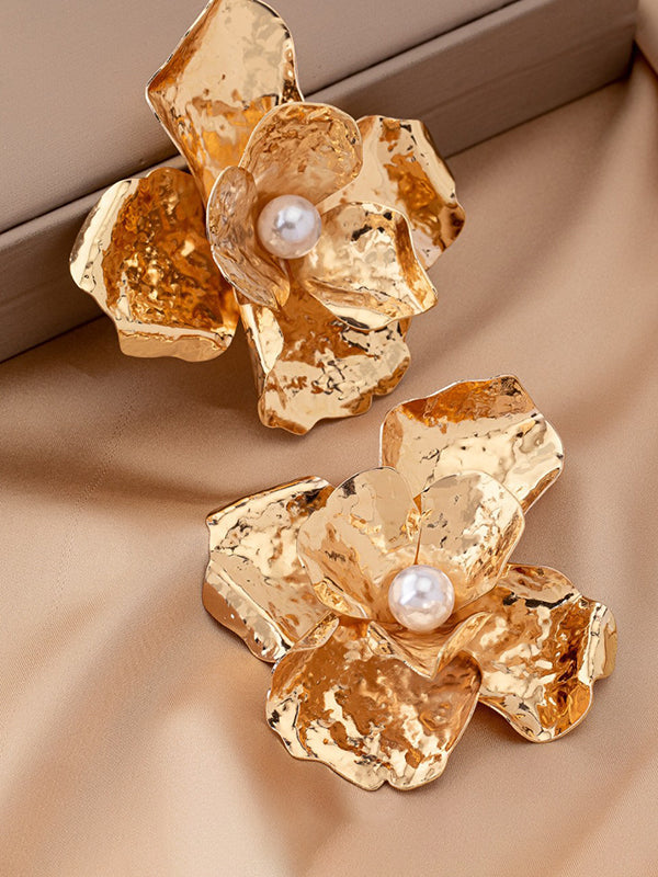 Flower Shape Shiny Earrings Accessories