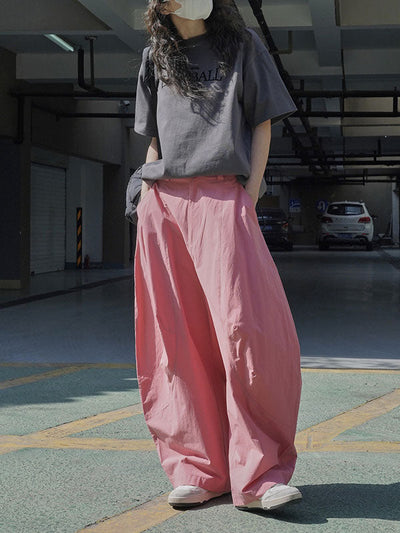 Loose Wide Leg Solid Color Split-Joint Casual Pants Bottoms Trousers