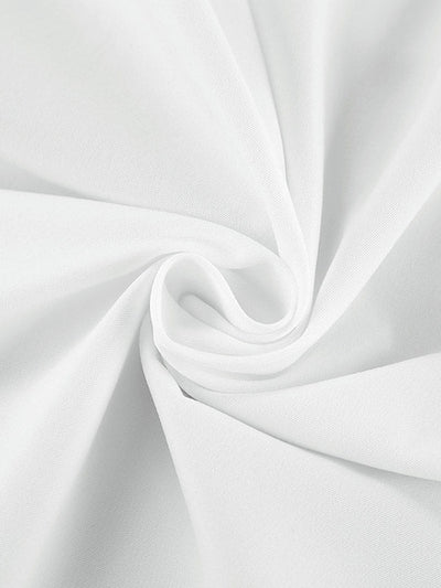 Long Sleeves Loose Pleated Solid Color Split-Joint Tied Waist V-Neck Mini Dresses Shirt Dress