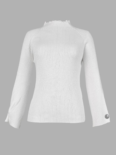 Simple Loose Solid Color High-Neck Sweater