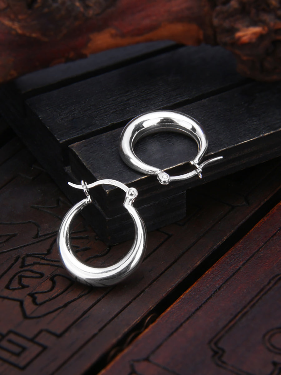 Women Casual Silver Round Circle Earrings
