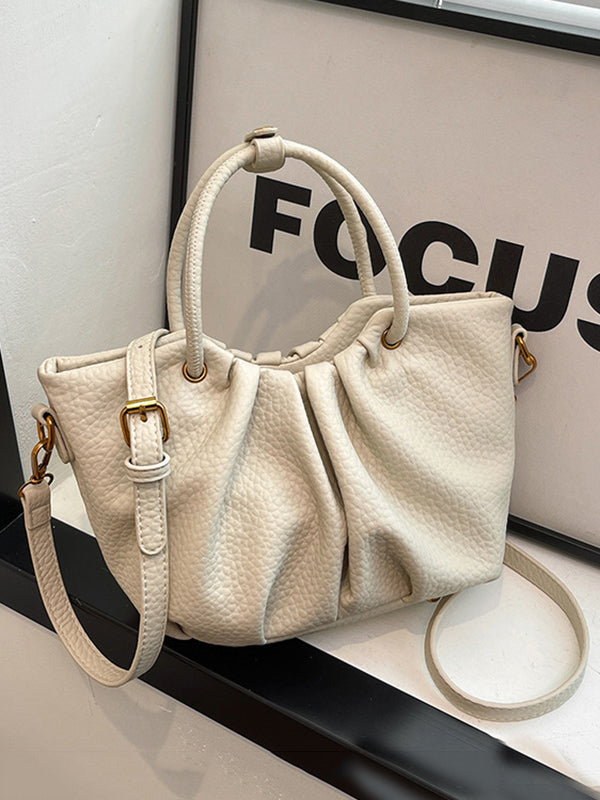 Pleated Solid Color Zipper Crossbody Bags Handbags