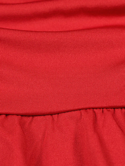 A-Line Elasticated Waist Backless Pleated Solid Color Split-Joint Deep V-Neck Mini Dresses