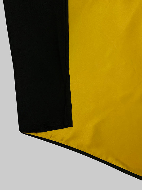 Irregularity Asymmetric Contrast Color Round-Neck Maxi Dresses