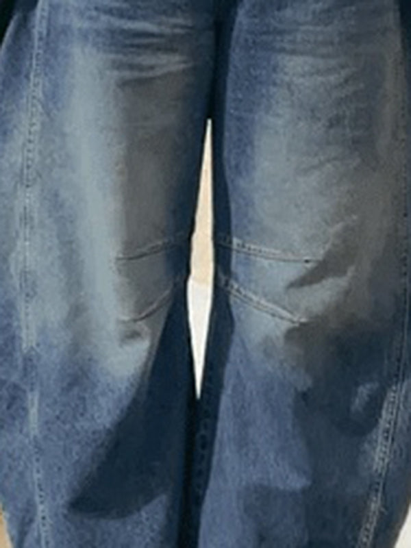 Harem Pants Pleated Split-Joint Jean Pants Bottoms