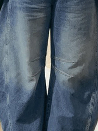 Harem Pants Pleated Split-Joint Jean Pants Bottoms