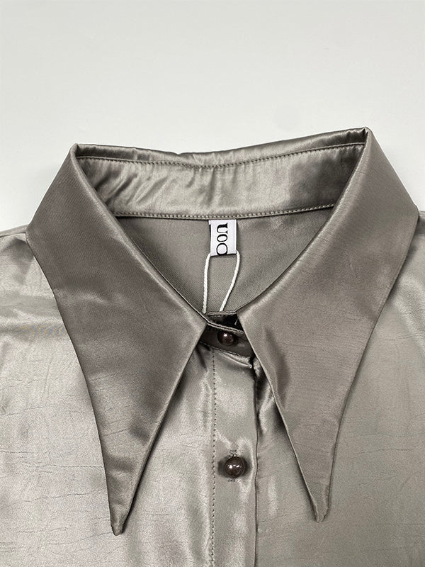 Long Sleeves Buttoned Gradient Lapel Blouses&Shirts Tops