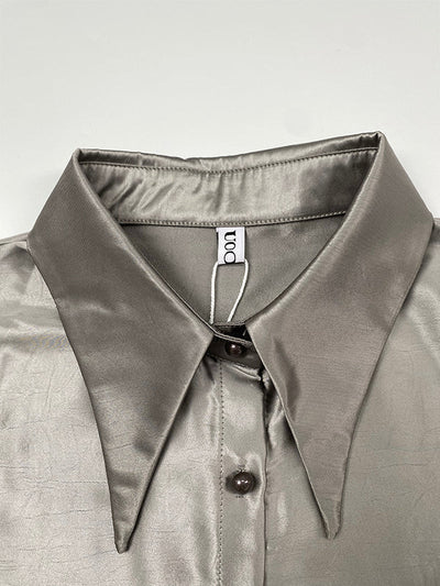 Long Sleeves Buttoned Gradient Lapel Blouses&Shirts Tops