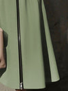 A-Line Long Sleeves Pleated Pockets Solid Color Zipper V-Neck Midi Dresses