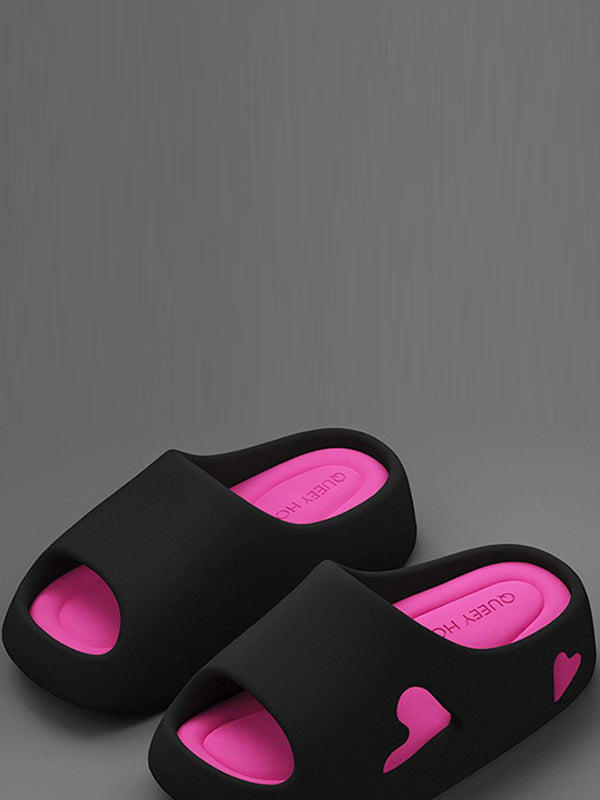 Contrast Color Hollow Open Toe Platform Shoes Slippers