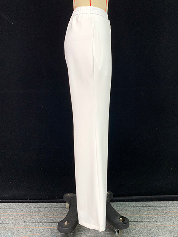 High Waisted Loose Solid Color Pants Trousers