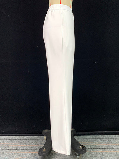 High Waisted Loose Solid Color Pants Trousers