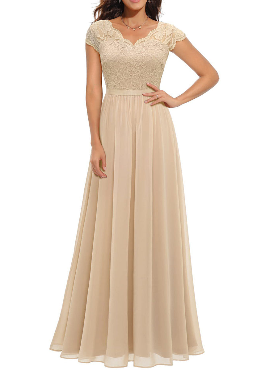 A-Line High Waisted Pleated See-Through Solid Color Split-Joint V-Neck Maxi Dresses