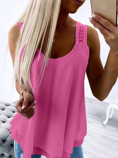 Loose Sleeveless Solid Color U-Neck Vest Top